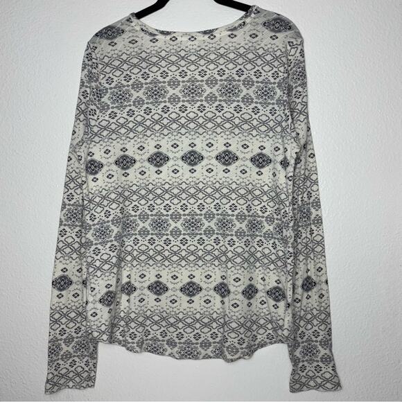 Aventura Organic Cotton Printed Light Airy Blouse Women's large Cream Gray - Picture 11 of 16